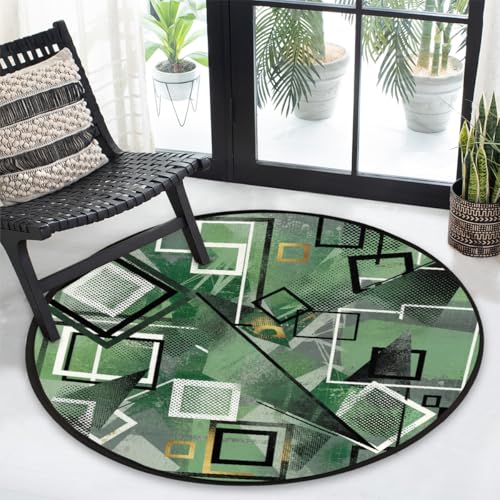 Tapis rond 160 cm art abstrait géométrique lavable antidérapant - 7