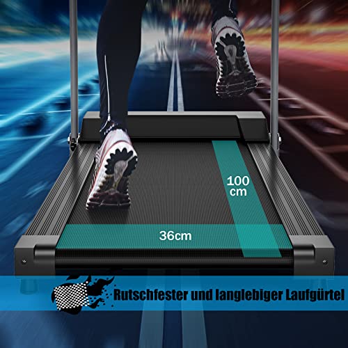 GOPLUS Klappbares Laufband mit 12 Programmen, LCD-Display, 1-10 km/h, mit 100 kg Belastbar, Rollbar mit Rädern, mit… – Bild 4