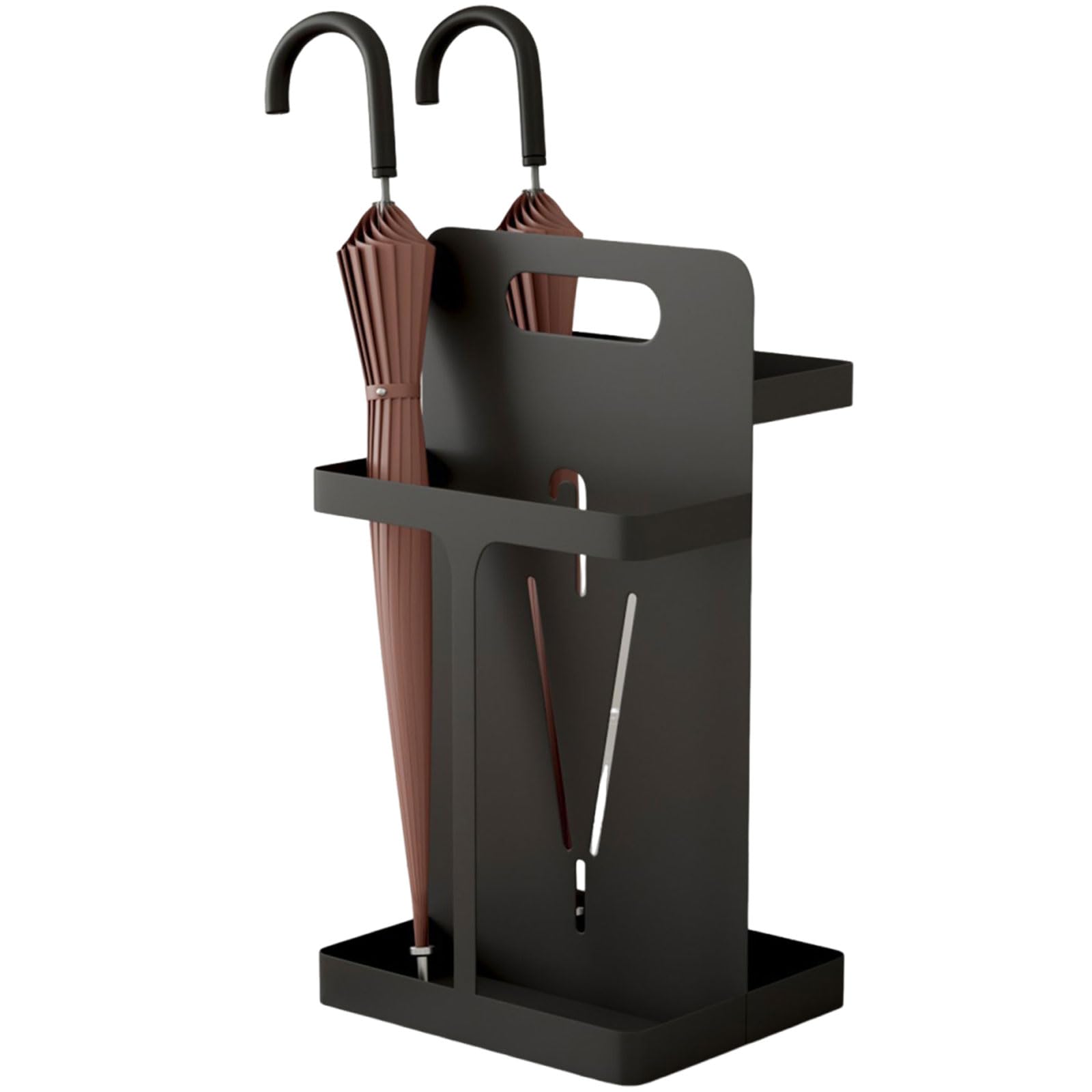 Porte-parapluie haute capacité en métal avec support de rangement intérieur