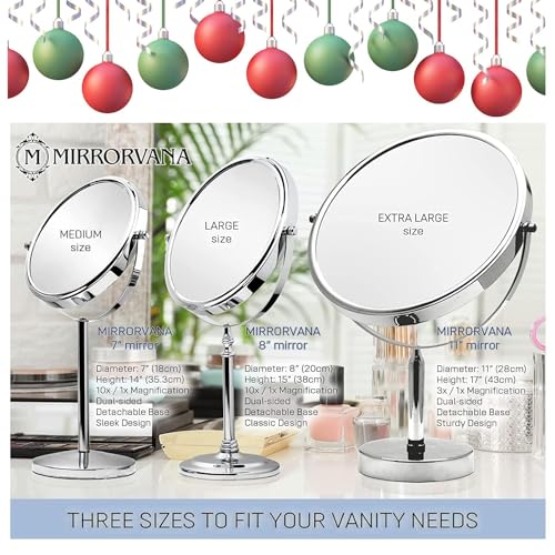 XXLarge Oversized 3X Weak Magnifying Mirror with Stand for Desk, Table, Retail Store Countertop, and Makeup Vanity - Double Sided 3X/1X Magnification - 17" Tall and 11" Wide