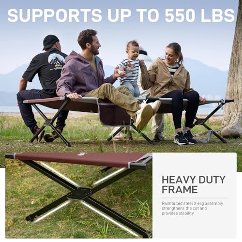 Image of EVER ADVANCED Extra Wide Camping Cot for Adults Oversized XXL Sleeping Cots Folding Cot Bed with Carry Bag, 84.3 inch L x 41.9 inch W, Support to 550 lbs