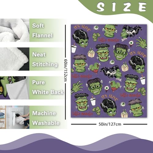 Zzkol ZZK-174-BL Halloween Horror Classic Movie Flannel Blanket, It'S Alive Frank-En.Stein Little Monster Throw Blanket Gifts For Kids Men Women, Scary Eyeball Heart Soft Blanket For Bedding Sofa 50 X 60 Inch thumb #1