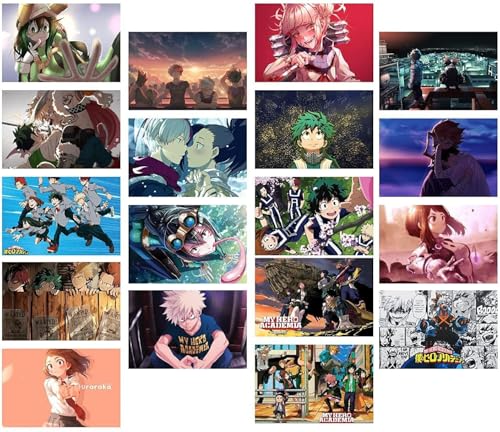 Image of ATEVON My Hero Academia Anime Wall Poster Set - Pack of 18 Unframed 6x4 Inch Prints Featuring Izuku Midoriya Shoto Todoroki Bakugo Ochaco and More | Anime Wall Collage Kit for Bedroom Dorm Decor
