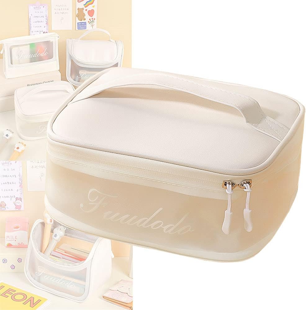 ペンケース筆箱 筆入れ ポーチ ペン立て 大容量 シンプル おしゃれ かわいい 透明 トラベルポーチ 化粧品入れ 文房具 小物入れ 多機能 持ち手付き 男の子 女の子 子供 小学生 中学生 高校生 大学生 D Faz Co Zm