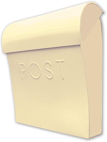 NACH Vicki Buzón de correo blanco crema, buzones de pared para exteriores, buzón de metal resistente a la intemperie, máxima protección contra la