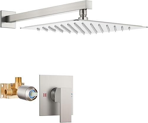 Vista 54 de Airuida Shower Faucet Set Bathroom Rain Shower System SUS304 Stainless Steel Single Handle With Male Threads Rough-in Valve Shower Trim Kit 10 Inch