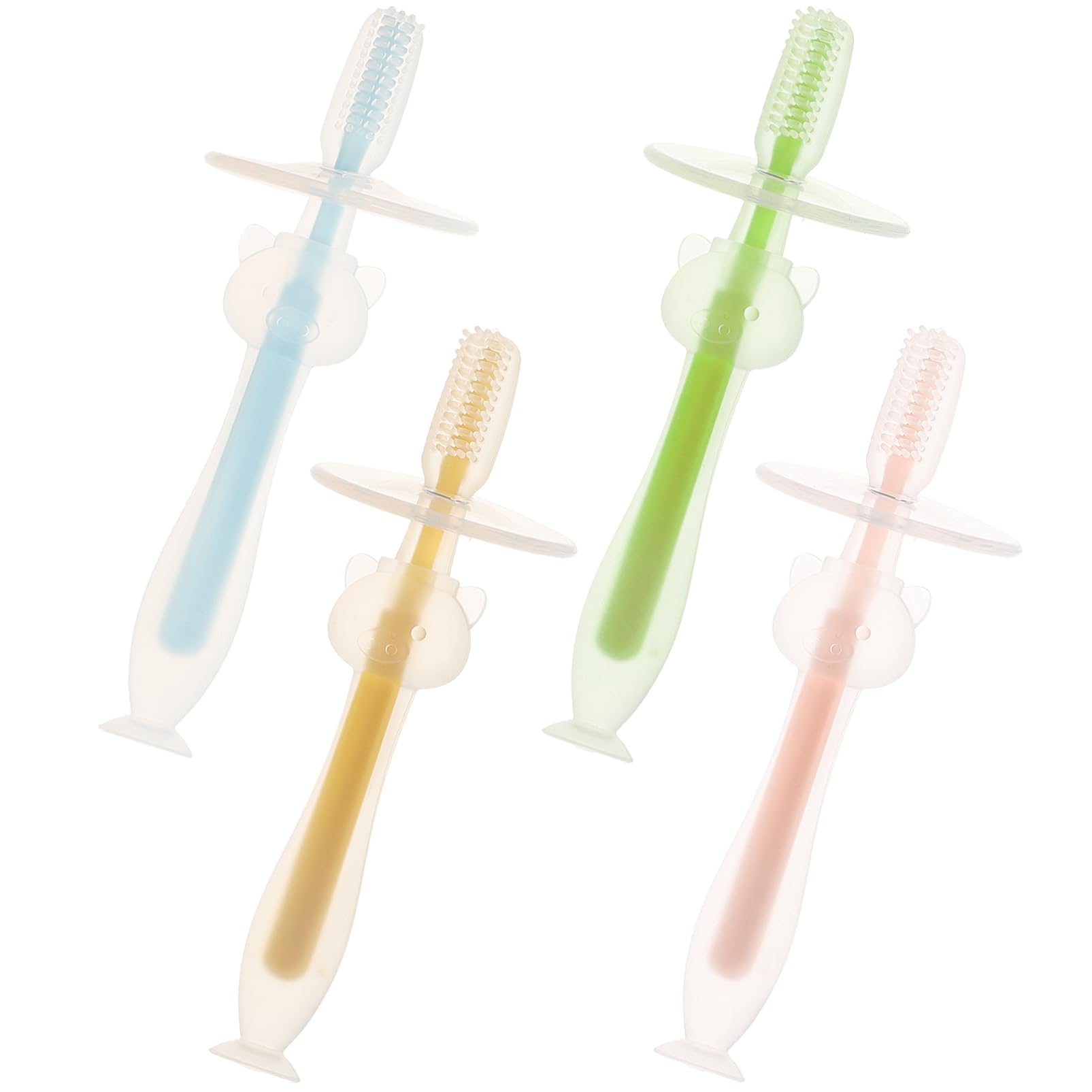 FRCOLOR 16pezzi Spazzolini Per Ragazzo Ragazza Con Base Di Suzione Per Igiene Orale Spazzolini Morbidi Per e Gengive Colori Pastello Facili Da Usare e Leggeri