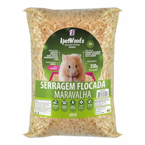 Serragem Flocada Para Hamster Aves e Roedores 350g IpetWoods