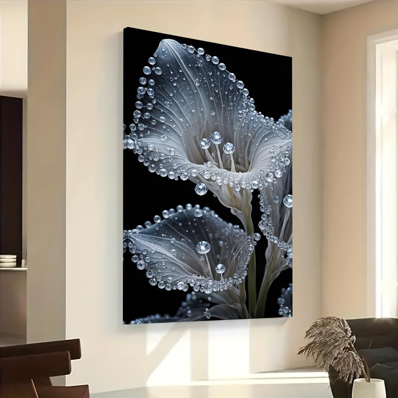 Décoration murale moderne fleur blanche pour un salon design et relaxant