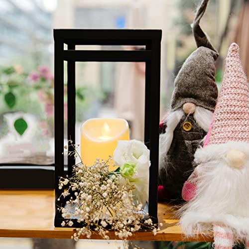 Hpc Dec R Our Happy Place DECORATIVE LANTERNS Hpc Decor Black Metal Candle Lanterns Set Of 2- Lanterns Decorative W/ Led Timer Candles- 15.8'' & 12.6'' Chunky Modern Farmhouse Lantern Decor thumb #3