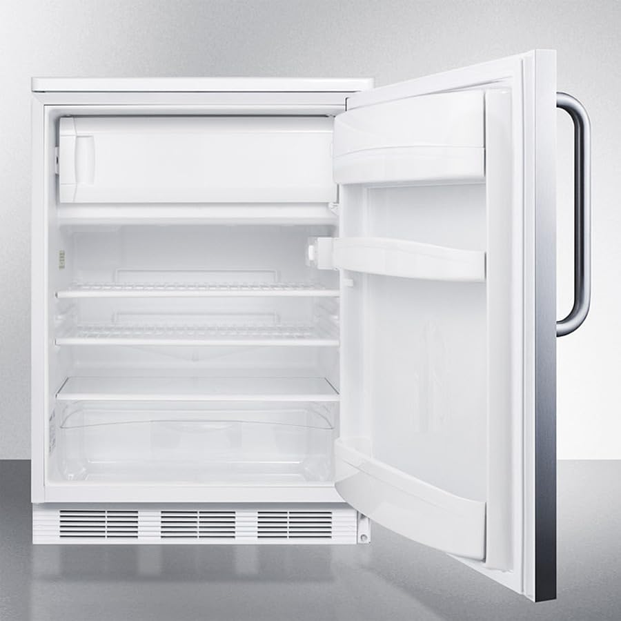 Summit 24" Refrigerator - Freezer, Peak24 Undercounter Fridge, 5.1 cu.ft. Capacity, Stainless Steel Door, White Cabinet - CT66LWSSHV on Fridge.com