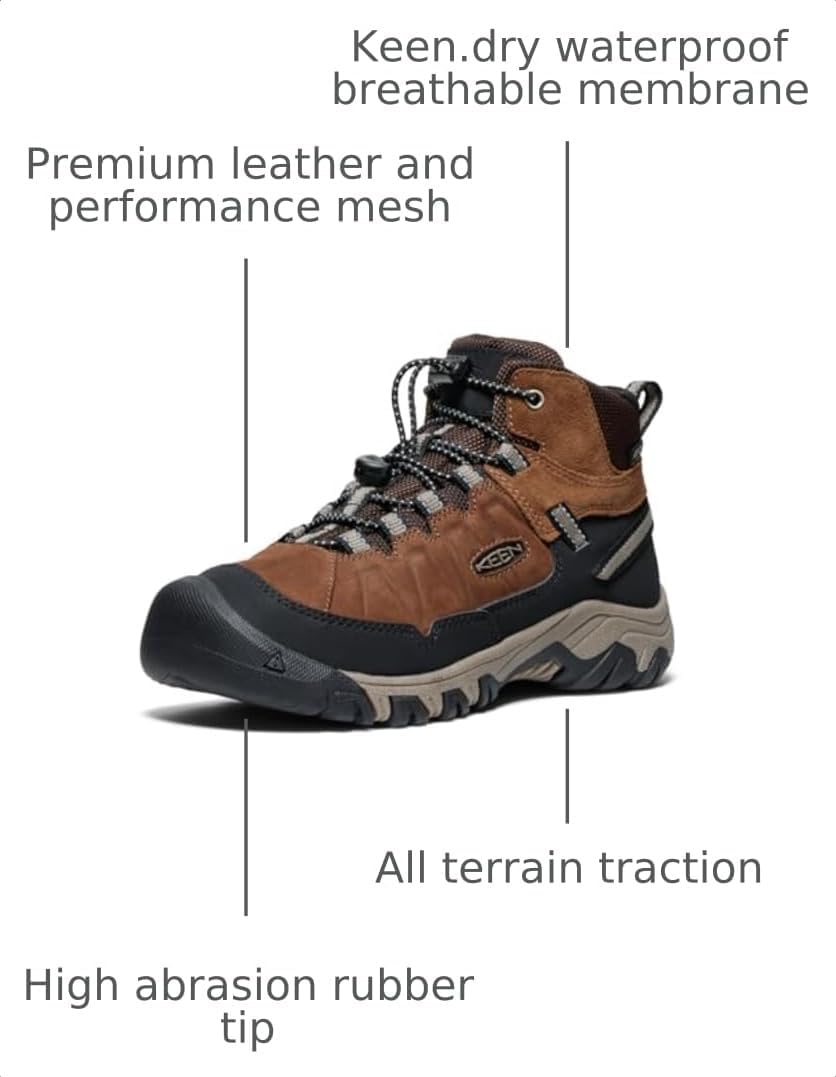 Condition photo showing New/Like New for keen kids targhee 4 mid height durable comfortable waterproof (little kid/big kid)