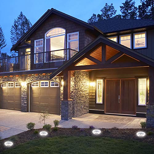 ZGWJ Solar Ground Lights,8 LED Disk Lights Upgraded Outdoor Garden Lights Landscape Lights for Lawn Pathway Yard Deck Patio Walkway,8 Pack White