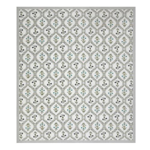 Image of Urban Jaipur 100% Cotton Bedsheet for Double Bed (90 x 108 Inches) | 210 TC King Size Bed Sheet for Double Bed with 2 Pillow Covers | Pure Cotton Jaipuri Bedsheet (White, Green (Jaal))
