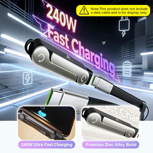 Image of Verilux 2 in 1 Type C Charging Adapter, 240W USB C Fast Charging Adapter with Phone Stand, Supports 480Mbps Data Sync, USB C Adapter with Angled Zinc Alloy Connectors