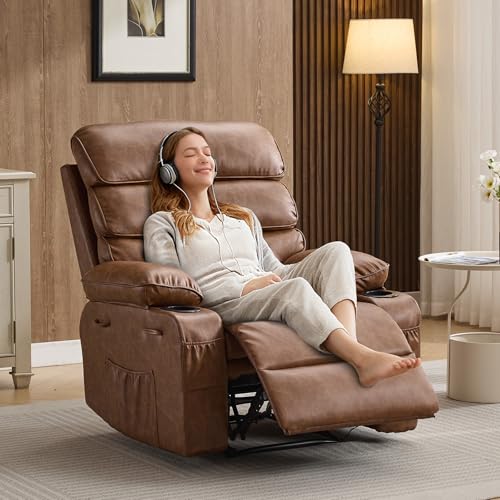 PU Leather Recliner with Massage and Heat