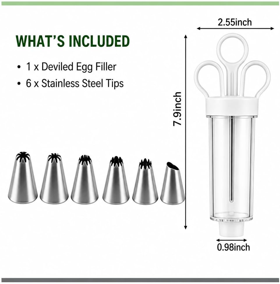 Deviled Egg Injector Piping Tool with Twist Nozzle Comfort Grip Plastic Filler for Party Precise Filling