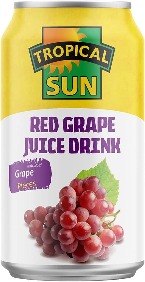 Tropical Sun Red Grape Juice Drink with Real Grape pulp, 330ml (Pack of 12)