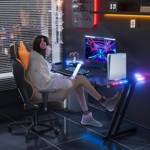 Amazon | HLDIRECT ゲーミングデスク 幅120cm*奥行60cm ブラック(黑