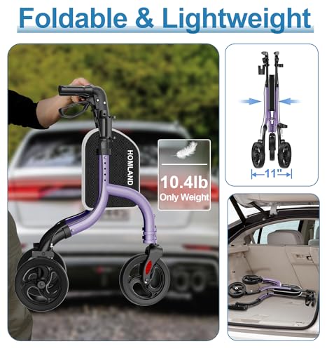 Image of HOMLAND Foldable 3 Wheel Walkers for Seniors, 10.4 lbs