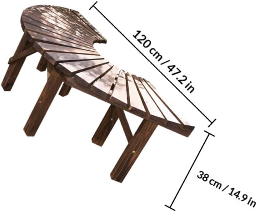 Outdoor Wooden Bench Flower Pot Shelf Half-Round Multifunctional Garden Courtyard Patio Seating Rack for Yard Storage