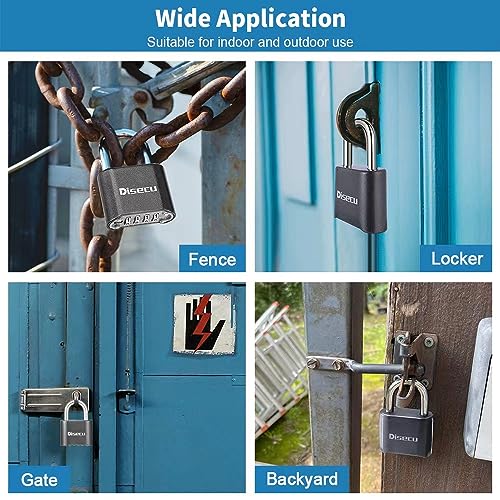 Image of 1 Pack disecu Heavy Duty 4 Digit Combination Lock, Anti-Error Feature, Outdoor Waterproof Padlock for School Gym Locker, Fence, Gate, Hasp Storage, Toolbox (Gun Black)