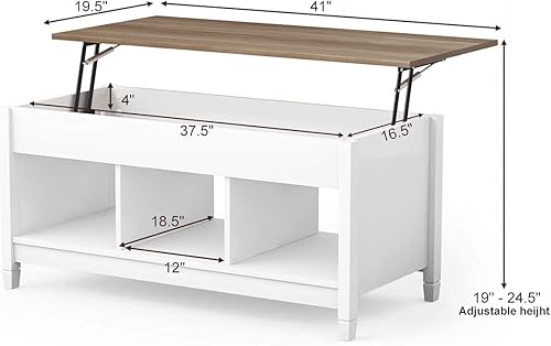Miniatura 3 de Tangkula Wood Lift Top Coffee Table, Modern Tea Storage with Hidden Compartment and Open Storage Shelf for Living Room Office Reception Room, Lift
