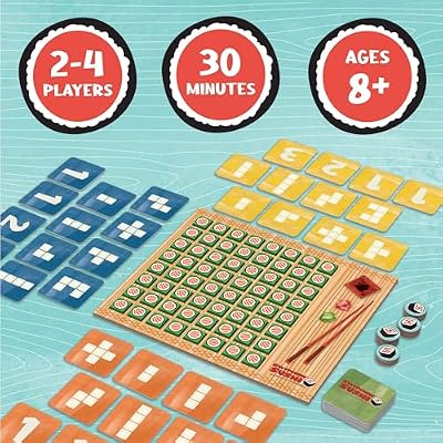 MindWare Switchin Sushi Board Game, Strategic Pattern Matching and Tile Flipping Game with Number Cards, Fast-Paced Logic Play for Kids Ages 8+