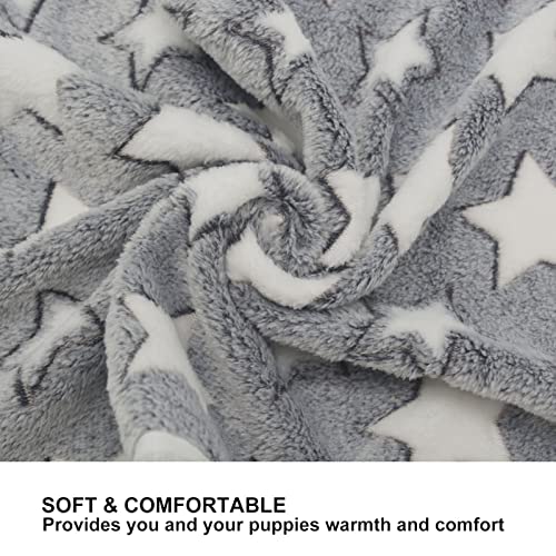 Image of 1 Pack 3 Puppy Blankets Cat Dog Blankets Super Soft Warm Sleep Mat Grey Star Cute Print Blanket Fluffy Fleece Pet Blanket Flannel Throw for Small Dogs Puppy Dogs Cats Large(40 inchx30 inch)