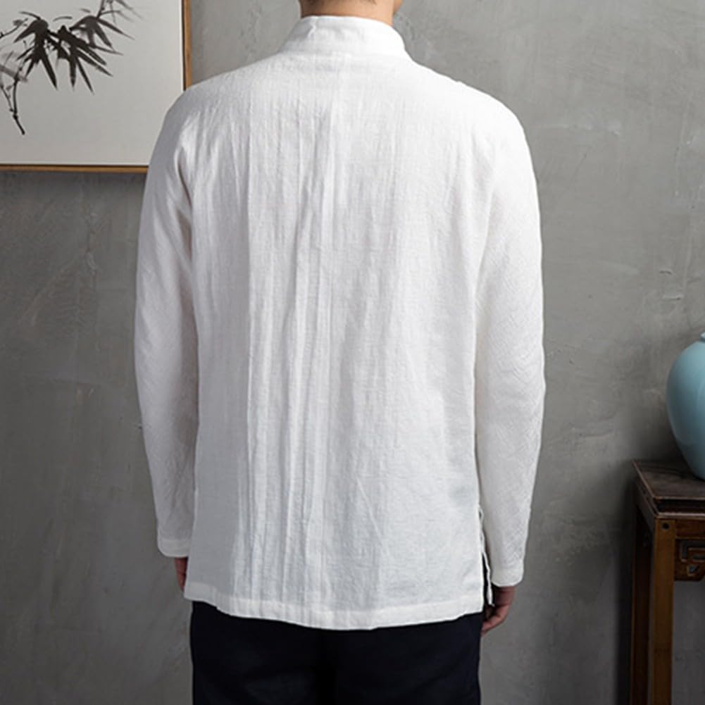 Veste chinoise de Kung Fu Tai Chi pour hommes, costume traditionnel en coton et polyester, manches longues, fermeture à boutons, col montant