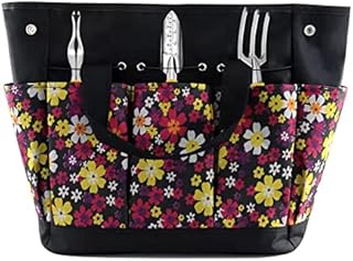 YGYQZ Garden Tool Storage Bag with Pockets - Gardening Gifts for Women, Garden Tool Holder Tote Bag Heavy Duty for Tool Set, Kit, Indoor and Outdoor, Organiser, Black