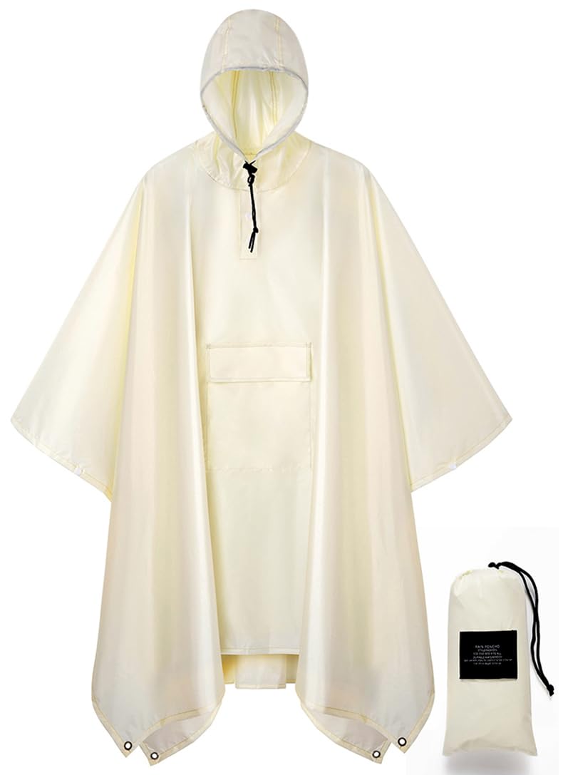 salamra Hooded Rain Poncho Waterproof Raincoat Jacket for Men/Women/Adults with Pocket
