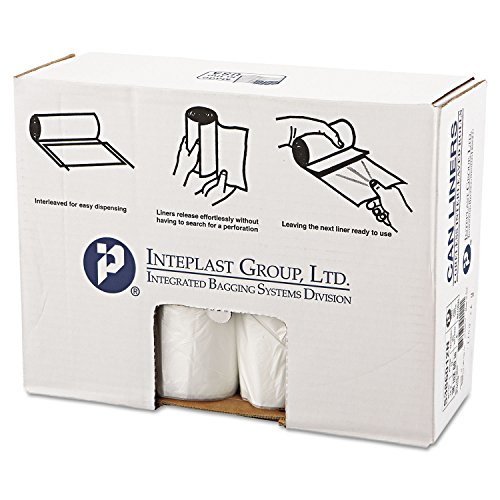 Inteplast S386012N High-Density Can Liner, 38 x 60, 60gal, 12mic, Clear, 25/Roll, 8 Rolls/Carton