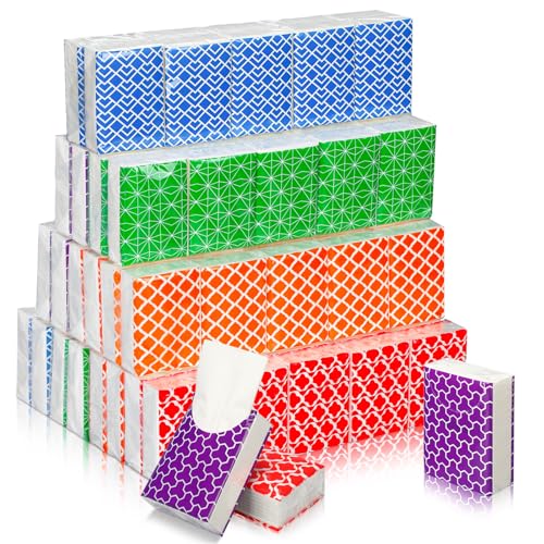 Image of Therwen 100 Pack Pocket Tissues Travel Bulk 1000 Sheet, Multicolor