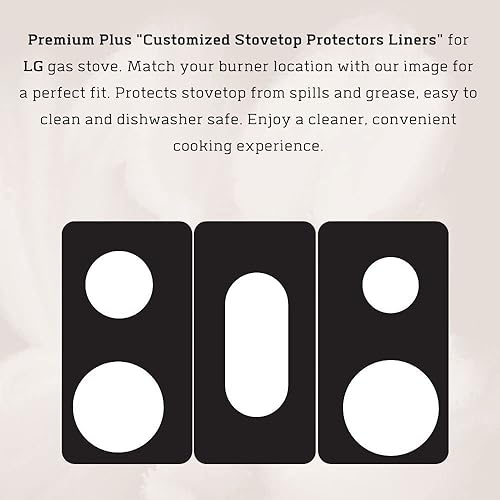 Miniatura 2 de Protectores de estufa Premium Plus para LG Gas Range Modelo LSGL5831F, corte personalizado, revestimiento de estufa fácil de limpiar, fabricado en