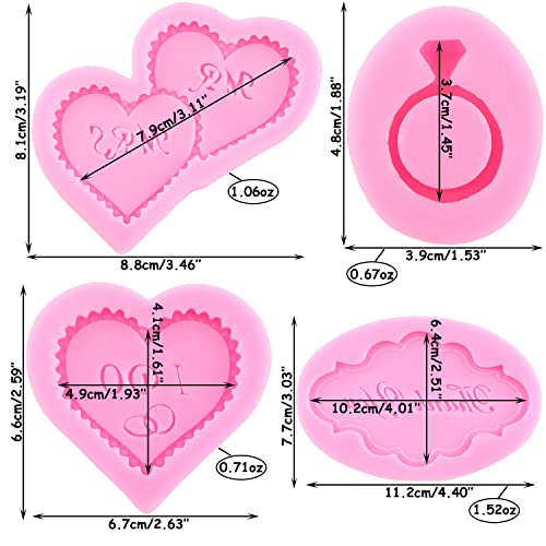 Mujiang Heart Mr Mrs I Do Silicone Fondant Mold Thank You Ring Candy Chocolate Mold For Wedding Cake Decorating Gum Paste Polymer Clay Set Of 4 #TOP2