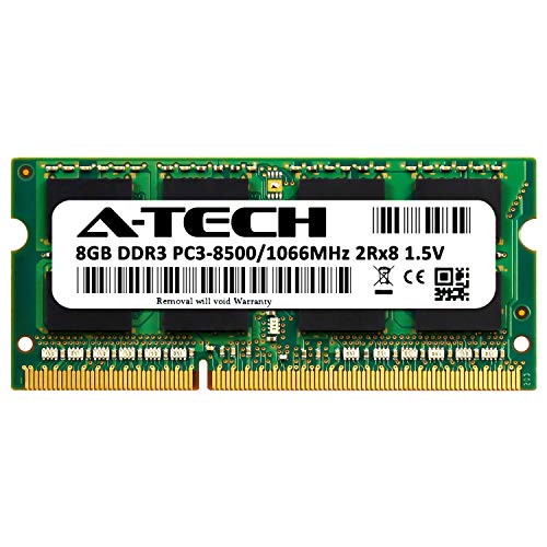 Image of A-Tech 8GB DDR3 1066MHz PC3-8500 CL7 SODIMM 2Rx8 1.5V 204-Pin Non-ECC SO-DIMM Laptop, Notebook RAM Memory Module