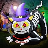 BRDJade 8.5 FT Tall Halloween Inflatables Black Cat Outdoor Decorations, Witch Cat Inflatable Halloween Decorations with Moving Head Blow Up Yard Decorations Built-in LEDs for Party Garden Lawn Decor