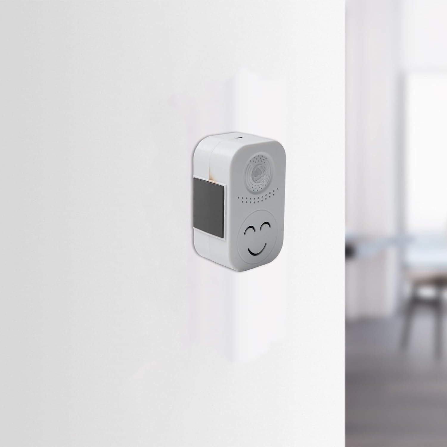 Motion Sensor Doorbell with Recordable Welcome Message, 120 Degree Wide Angle Greeting Chime Shop Office Entrance, Auto Play Custom Voice, White