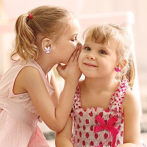 9Pairs Unicorn Rainbow Stud Earrings for Girls, Multicolor, Assorted Styles Cute Multiple Animal Toddler Girls Butterfly Flower Earrings4