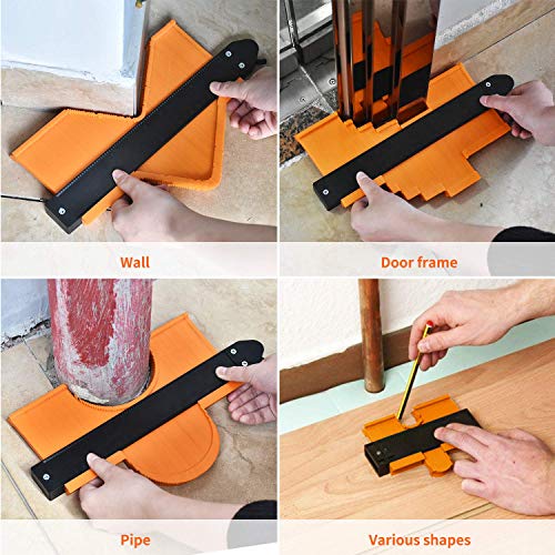 Contour Gauge Duplicator with Lock, GOXAWEE Widen Shape Duplication Gauge Tool 5”& 10”, 2 Pack Master Outline Measuring Plastic Ruler for Corners, Woodworking Templates, Tiles and Laminate (Orange) - Thumbnail 7