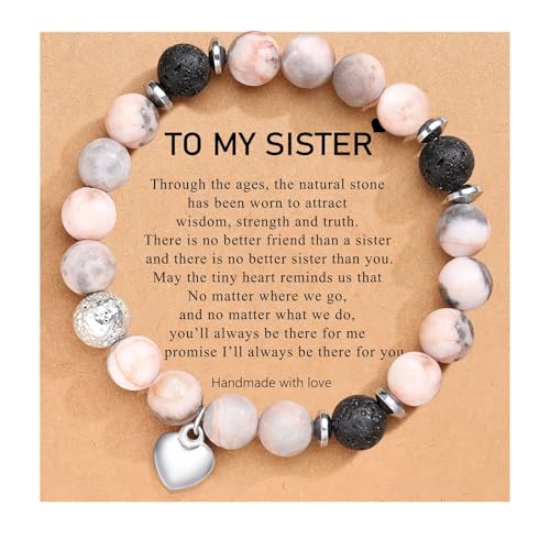 Sister Bracelet Best Friend Bracelet Healing Crystal Lava Rock Beaded Bracelets Gifts from Sister