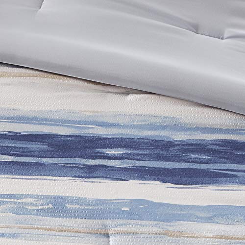 Madison Park Marina Comforter Quilt Combo Set - Modern Luxury Design, All Season Down Alternative Bedding, Matching Shams, Decorative Pillows, King/Cal King(104"x92") Seersucker Blue 8 Piece - Image 19