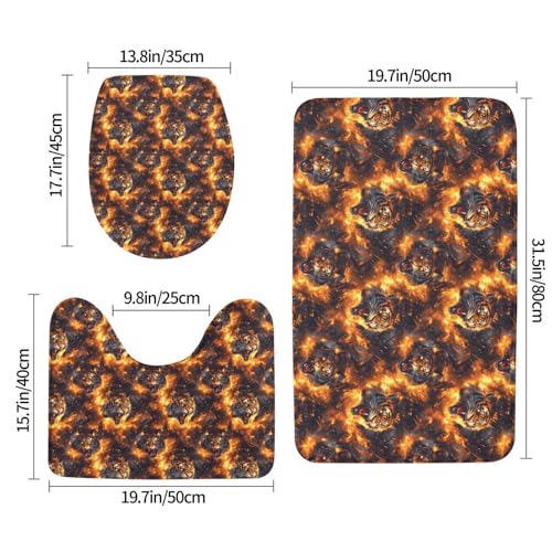 Tapis de bain tigre Fire Cool pour une décoration de salle de bain sauvage, douce et moderne