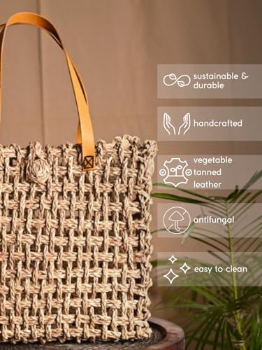 Image of KADAM HAAT Women Handmade Sabai Grass Lunch Bag (Turmeric)