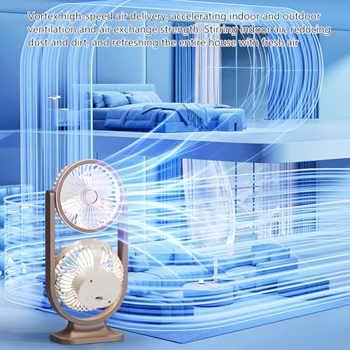 Ventilateur de bureau double tête rechargeable portable silencieux - 4