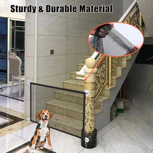 TüRgitter Hunde Tragbar 89x78cm Hundegitter Wohnung Indoor No Drilling Mesh Baby Gate FüR Das Haus TüRöFfnung Haustier Sicherheit Tor
