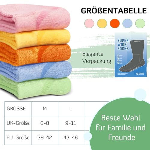 LOFIR Bambus Diabetiker Socken für Damen: Diabetikersocken Ohne Gummibund Herren Extra Weit Breiter Gürtel Ohne Naht kurz Socken für Senioren Geschwollene füße 5 Paare Gelb 5 Paare 39-42 6