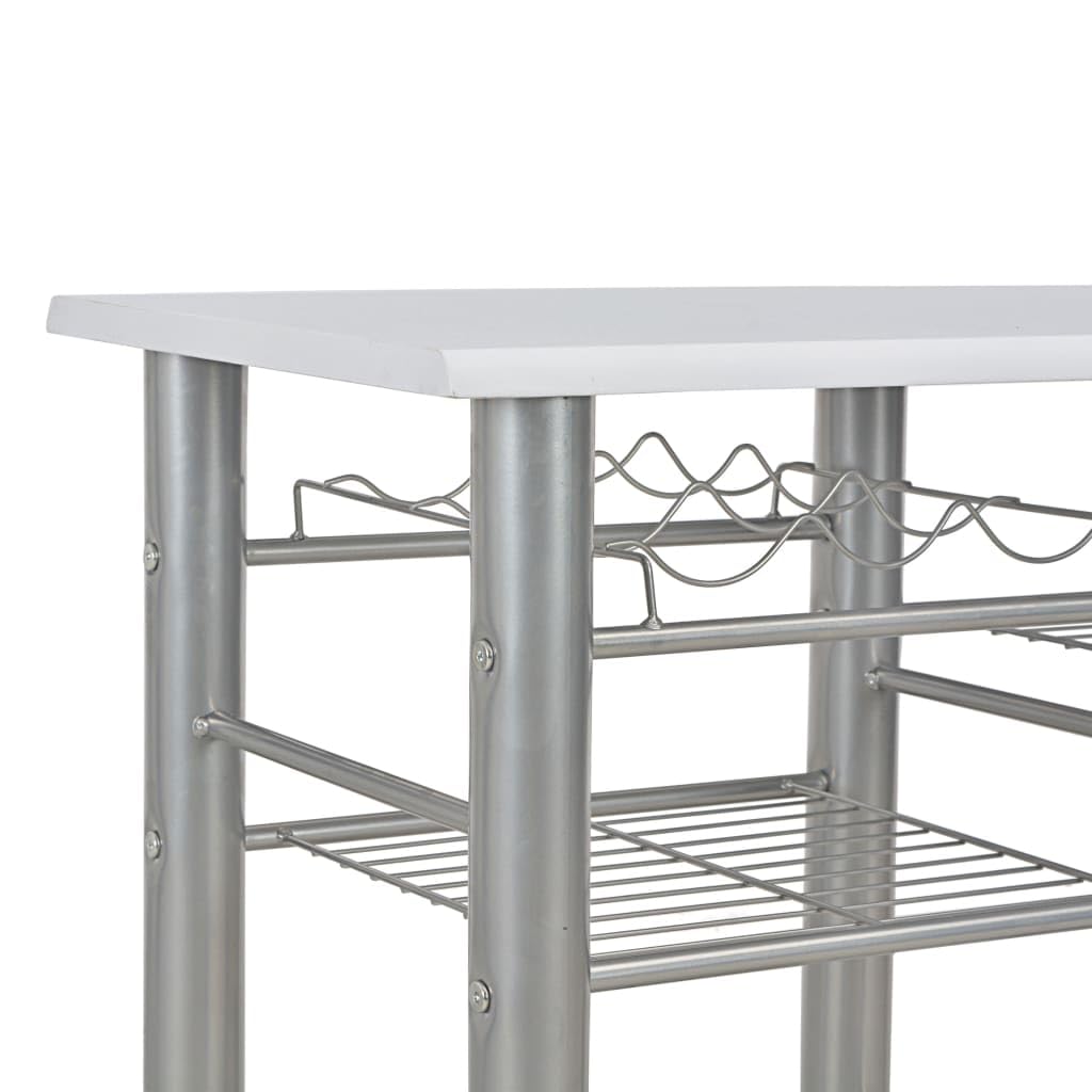Produktbild von VidaXL Bar Set Mit 2 Hockern - Küchentheke Mit Regalen & Weinhalter Grau