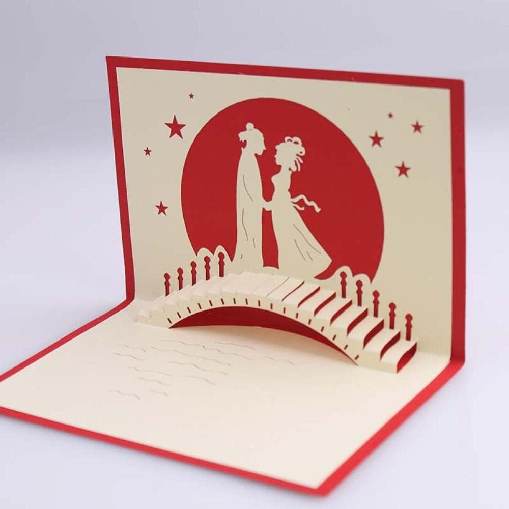 DAIGLE 3D Pop Up Greeting Card ，Pop Up Greeting Card 3D Handmade Three Dimensional Paper Carving Hollow Congratulations Valentine Day Love Card Greeting Card